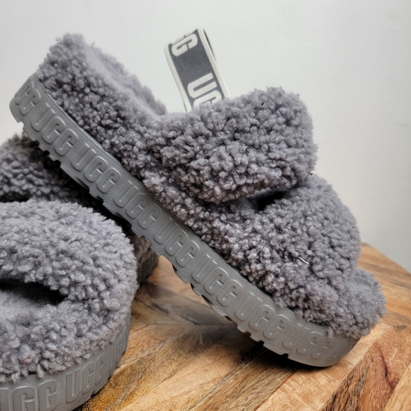 Grey Ugg Oh Fluffita Sandals Platform - Picture 7 of 9